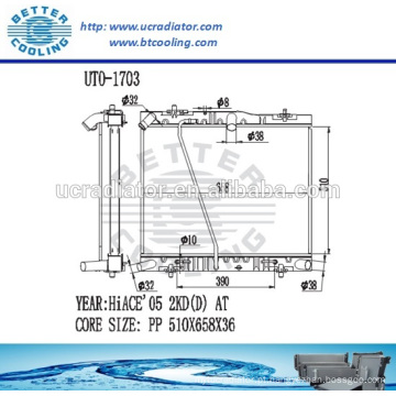 Radiador Toyota Hiace / Radiador para TOYOTA HIACE VAN-DIESEL 2KD (D) AT